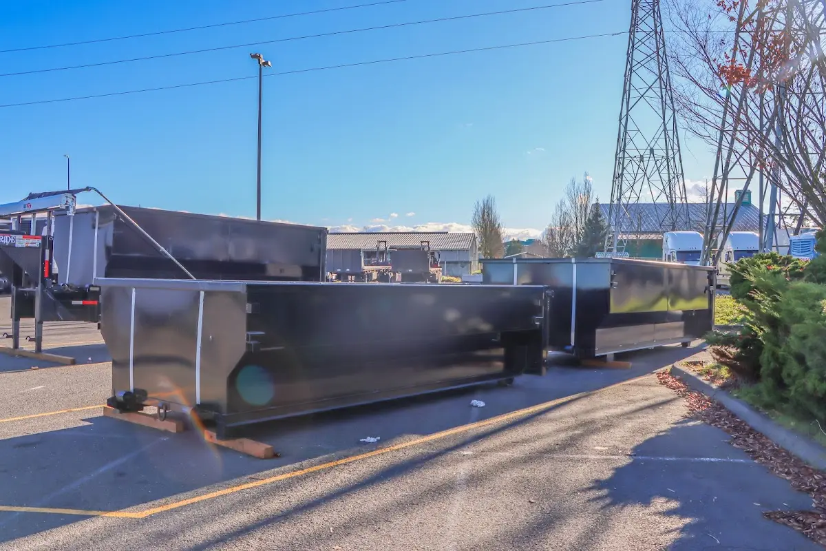 Roll-off dumpster ready for waste disposal at job site for 10 Yard Dumpster Rental in Lancaster